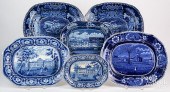 FIVE HISTORIC BLUE STAFFORDSHI