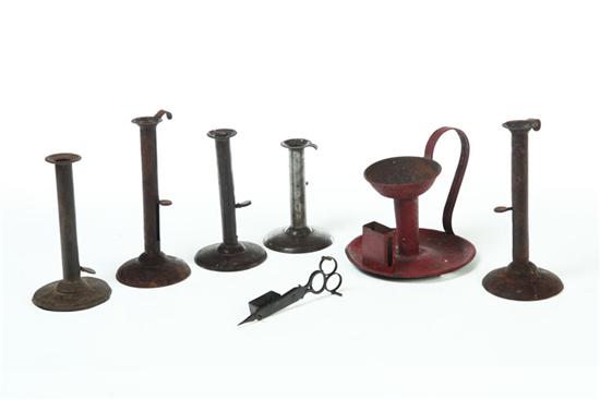 FIVE HOGSCRAPER CANDLESTICKS 