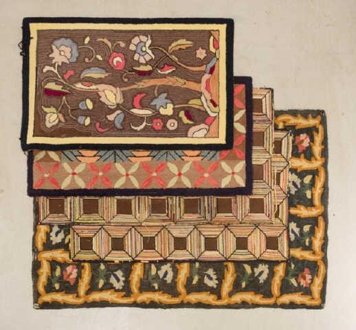 FIVE HOOKED RUGS, INCLUDING TWO