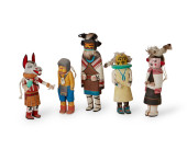 FIVE HOPI POLYCHROME KATSINA F