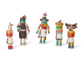 FIVE HOPI POLYCHROME KATSINA F