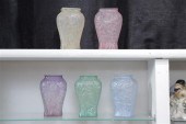 FIVE HUMMINGBIRD ART GLASS VAS