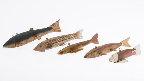 FIVE ICE FISHING DECOYS, FIRST HALF