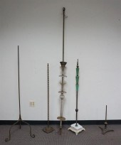 FIVE INCOMPLETE METAL AND GLAS