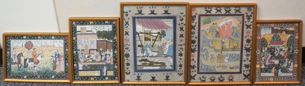FIVE INDIAN (MUGHAL) WATERCOLORS,