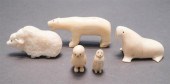 FIVE INUIT ANIMAL CARVINGS, IN