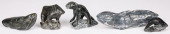 FIVE INUIT CARVED ANIMAL FIGUR