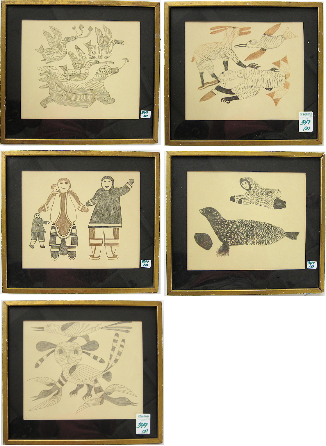 FIVE INUIT (ESKIMO) LITHOGRAPHS