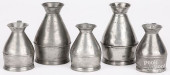 FIVE IRISH PEWTER HAYSTACK MEA