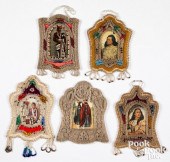 FIVE IROQUOIS INDIAN BEADED PI