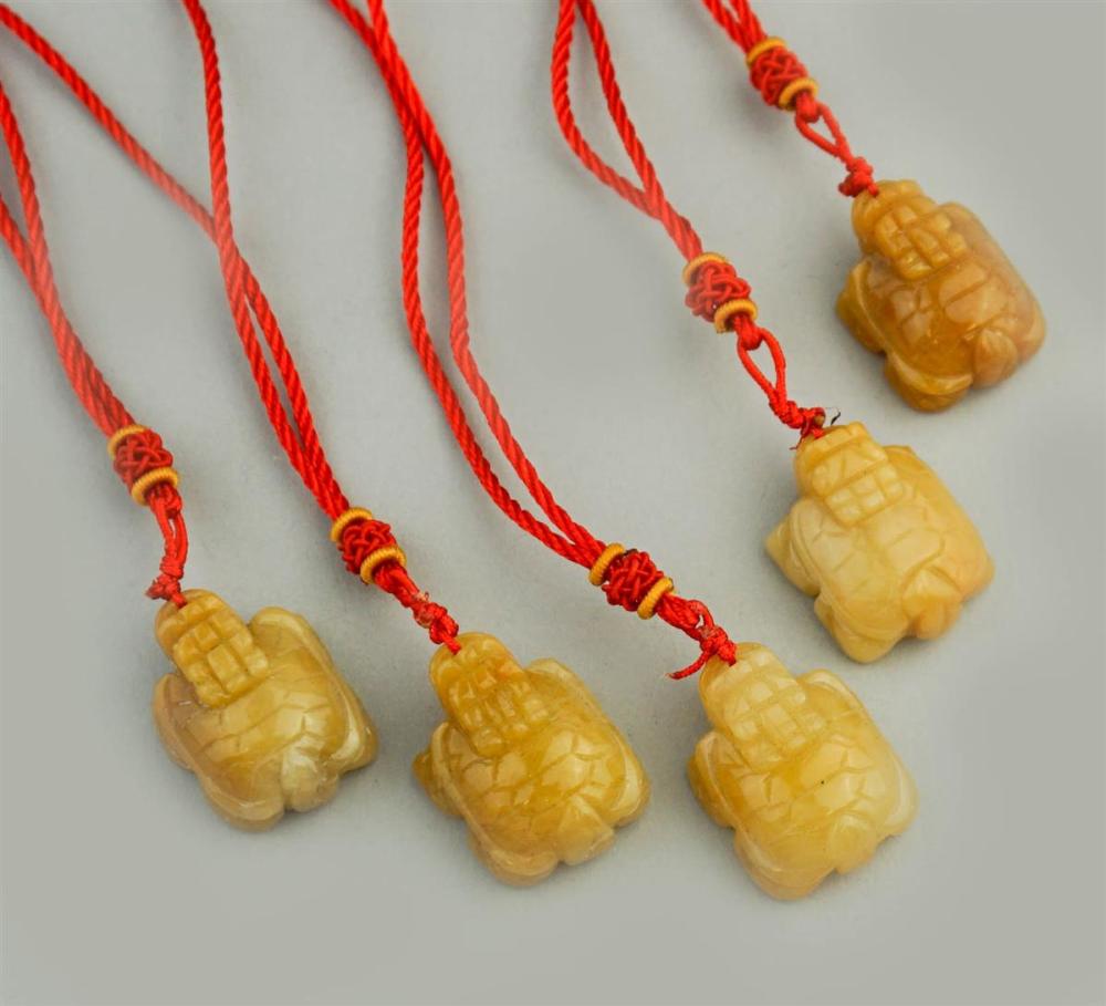 FIVE JADE TURTLE PENDANTSFIVE