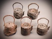FIVE JAPANESE CAST-IRON TETSUB