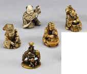 Five Japanese elephant  netsuk