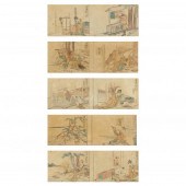 FIVE JAPANESE FRAMED WOODBLOCK