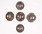 Five Japanese iron tsubas, 19-
