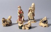 Five Japanese ivory and polych