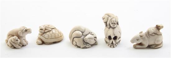 Five Japanese Ivory Netsuke each