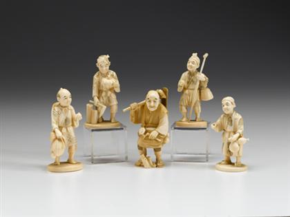 Five Japanese ivory okimono   