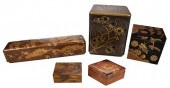 FIVE JAPANESE LACQUERED AND GI
