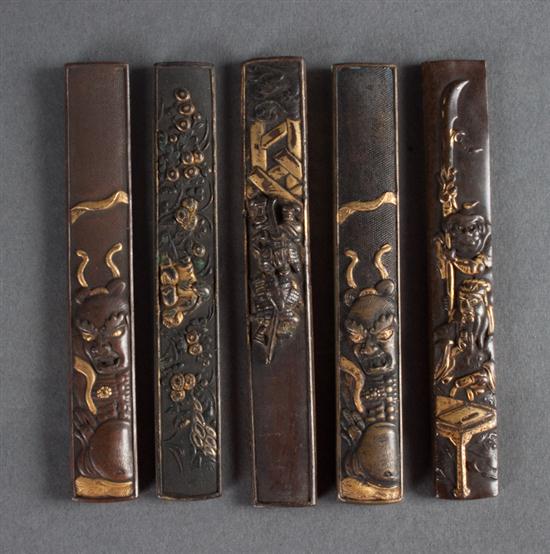 Five Japanese mixed metal kozuka