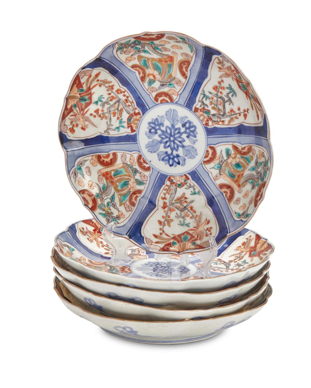 FIVE JAPANESE "NISHIKIDE" IMARI