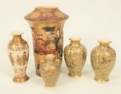 FIVE JAPANESE SATSUMA VASES TO