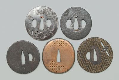 Five Japanese tsuba : mokume