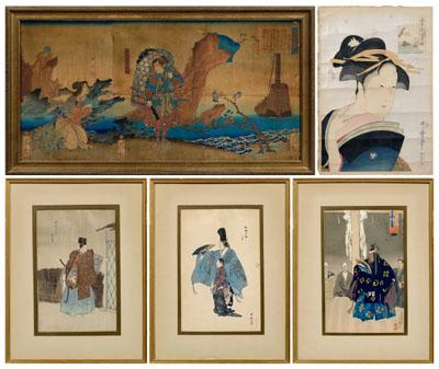 Five Japanese woodblock prints: