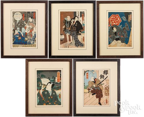 FIVE JAPANESE WOODBLOCK