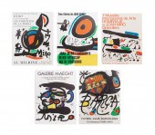 FIVE JOAN MIRO EXHIBITION LITH