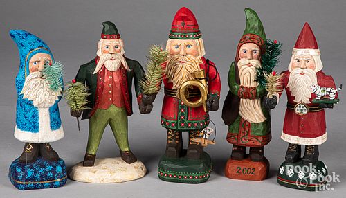 FIVE JONATHAN BASTION PAINTED SANTA