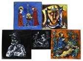FIVE KARL DRERUP ENAMELED PLAQ