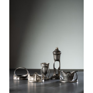 Five Kayserzinn Jugendstil Pewter