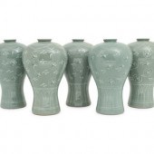 Five Korean Celadon Ground Por