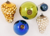 FIVE KUGEL GLASS CHRISTMAS ORN