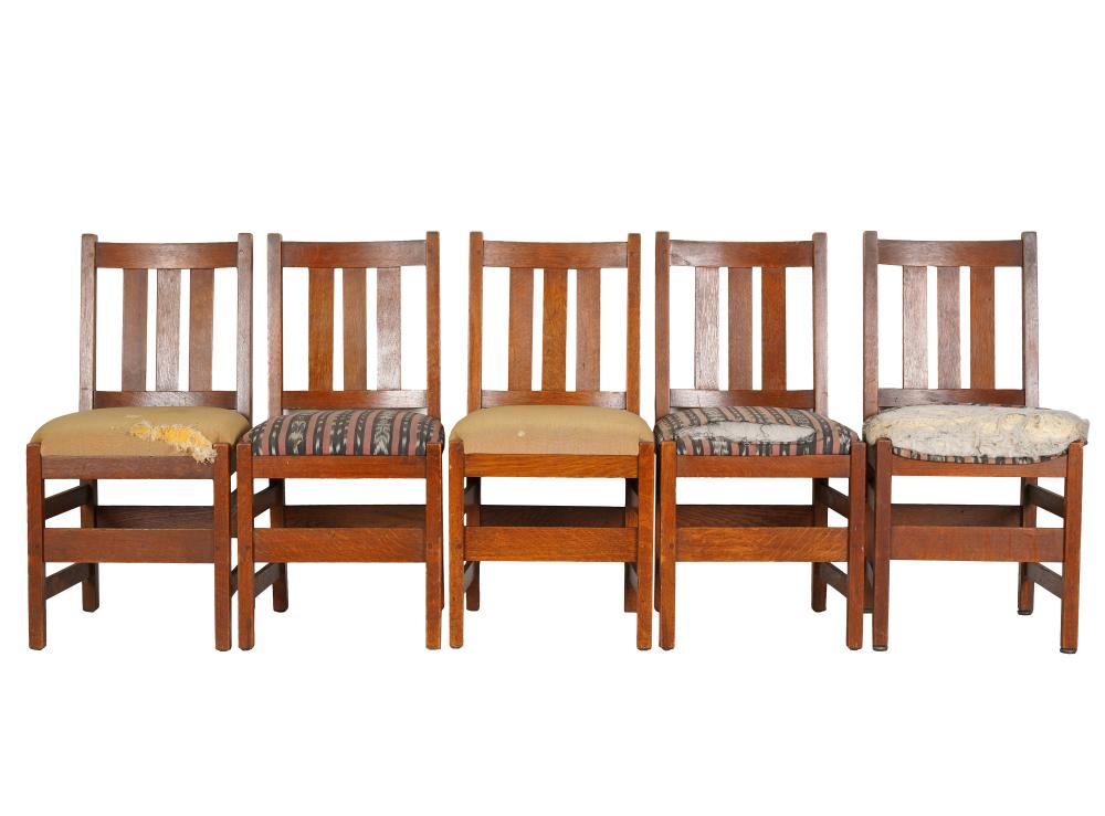 FIVE L & JG STICKLEY OAK DINING