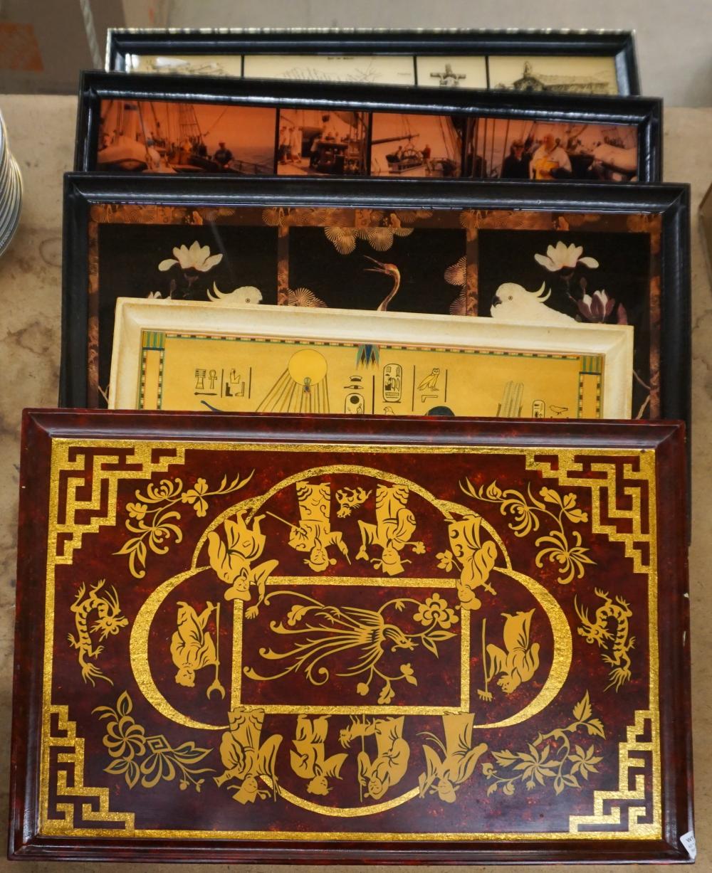 FIVE LACQUER WOOD TRAYSFive Lacquer