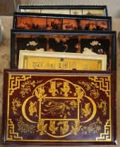 FIVE LACQUER WOOD TRAYSFive La