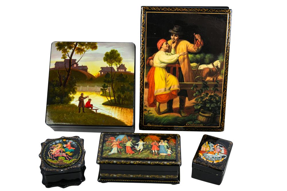 FIVE LACQUERED RUSSIAN