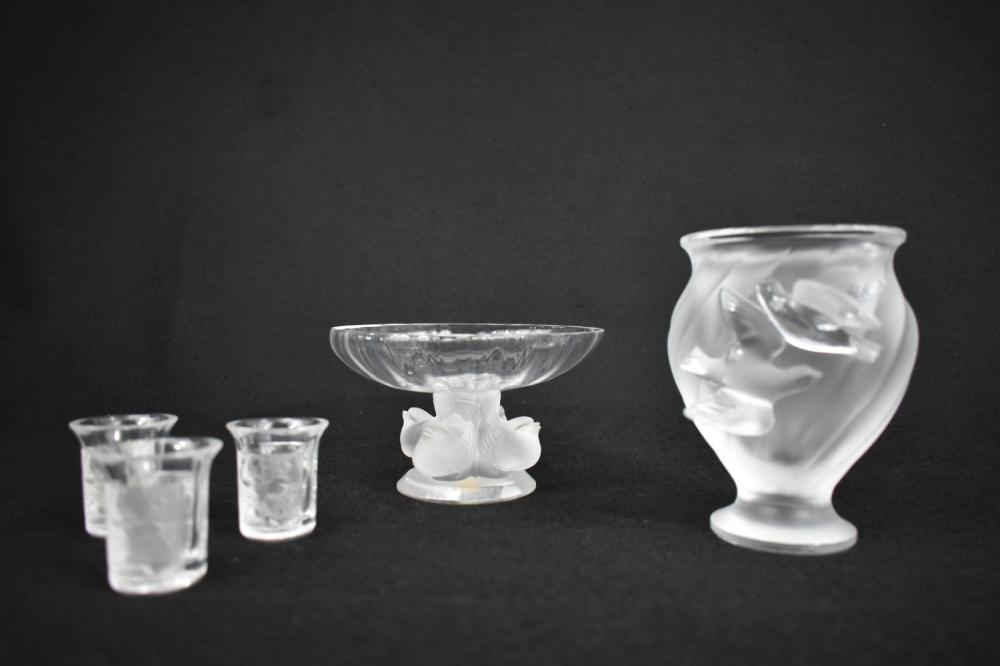 FIVE LALIQUE COLORLESS GLASS