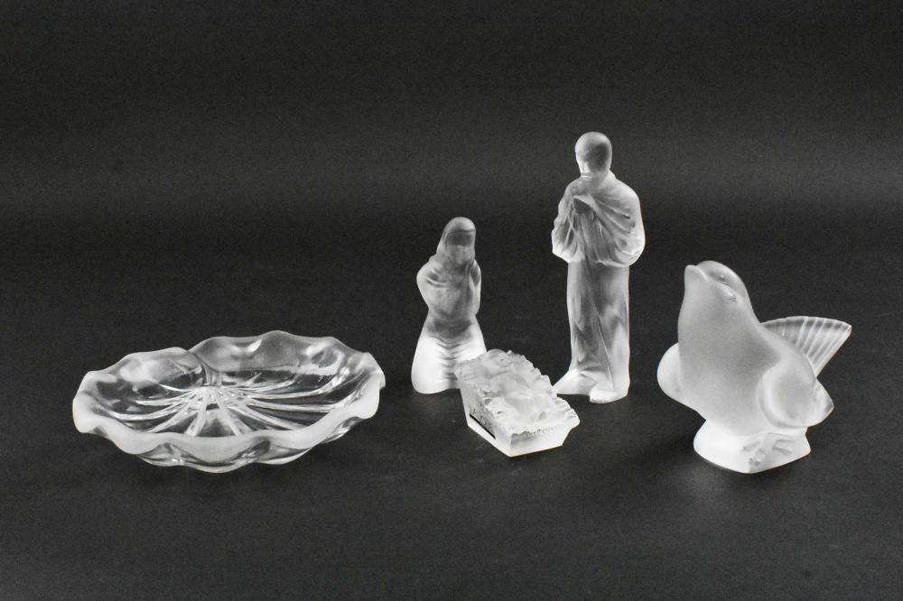 FIVE LALIQUE COLORLESS GLASS