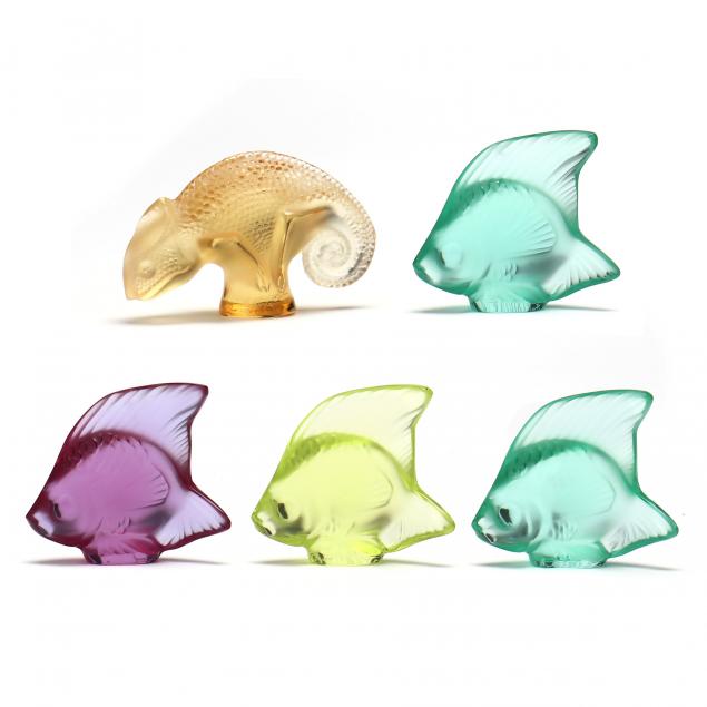 FIVE LALIQUE CRYSTAL ANIMALS