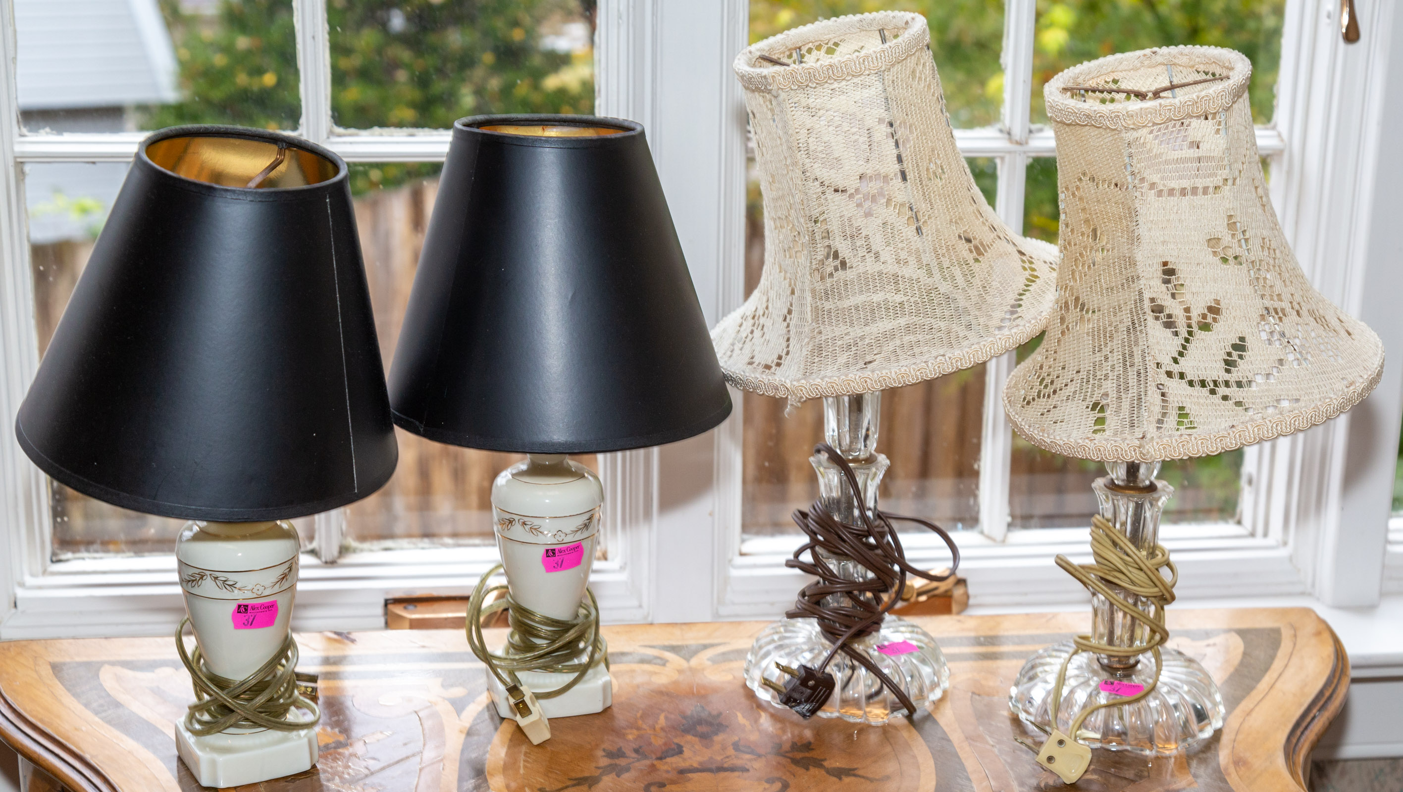 FIVE LAMPS Including a metal and
