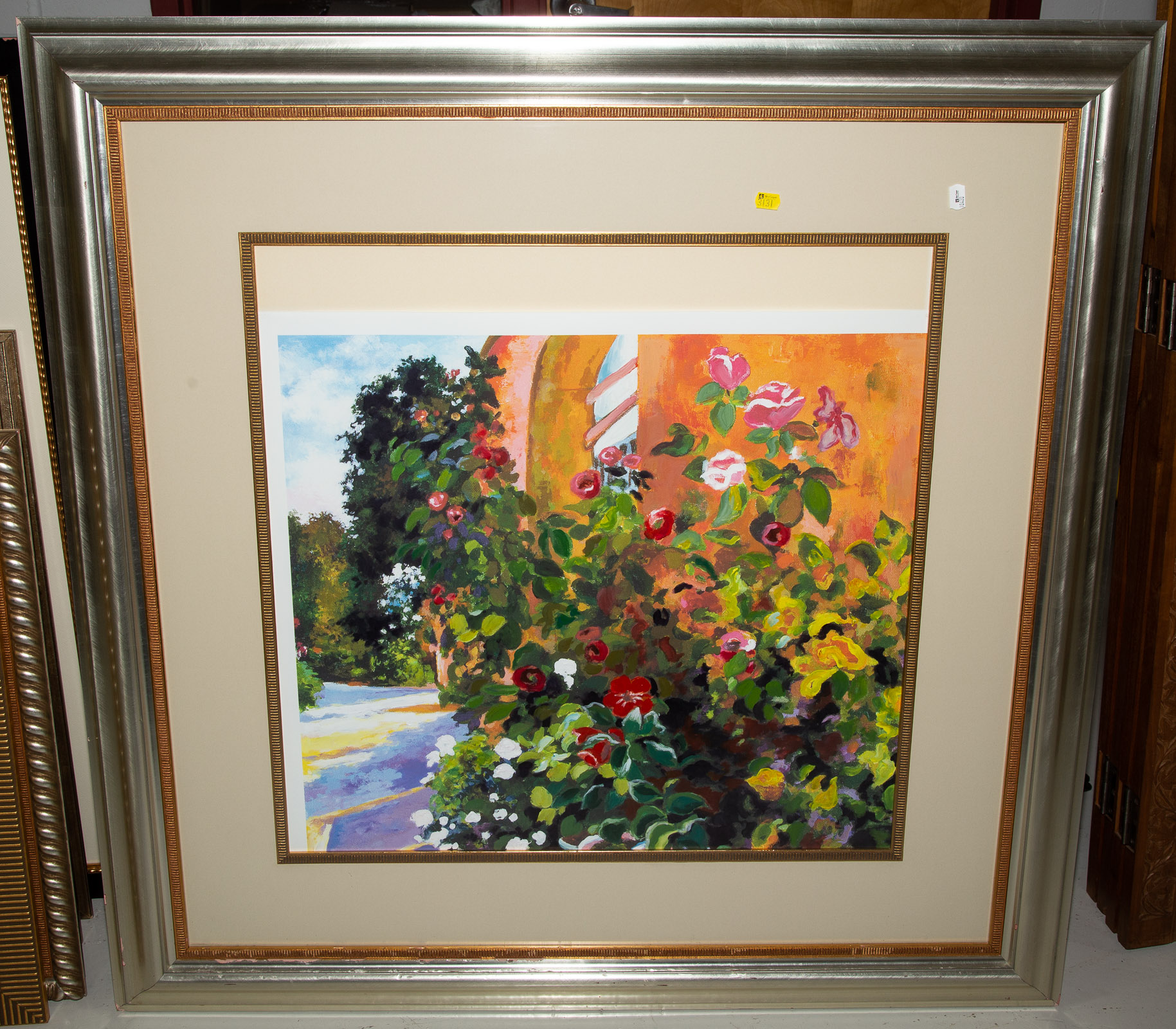 FIVE LARGE FLORAL THEMED ARTWORKS