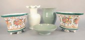 FIVE LARGE PORCELAIN AND CERAM