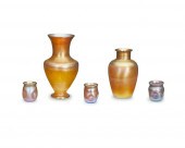 FIVE L.C. TIFFANY FAVRILE GLAS