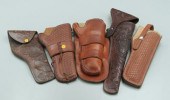 Five leather holsters, 1940s-1