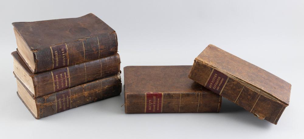 FIVE LEATHERBOUND BOOKS OF MARINE