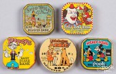 FIVE LITHOGRAPHED TIN DIME BAN