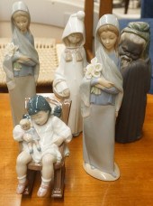 FIVE LLADRO PORCELAIN FIGURESF